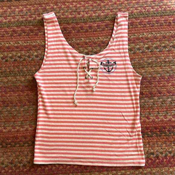 HOLLISTER PINK STRIPE TANK TOP - Picture 1 of 4